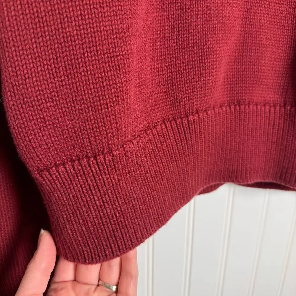 Gap Shrunken Roll Neck Red Knit Women’s Sweater 100% Cotton Size XL - Picture 5 of 11